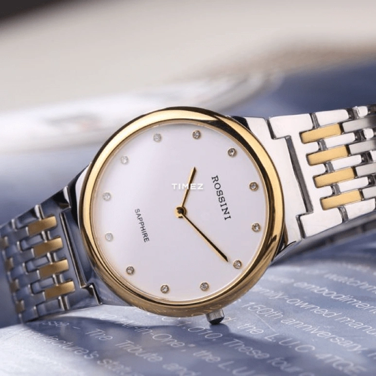 Rossini,Silk 35.50mm,35.50mm,Stainless Steel,White,Quartz,Sapphire,Crystal Glass,Round,5395T01G