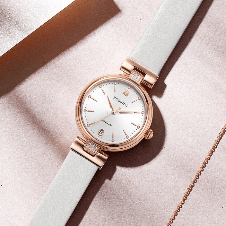 Rossini,Elegance 33mm,33mm,Stainless Steel,Silver White,Automatic,Day,Sapphire,718752G01C