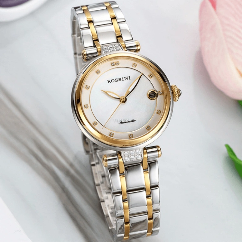 Rossini,Elegance 32mm,32mm,Stainless Steel,White,Automatic,Day,Sapphire,6760T01B