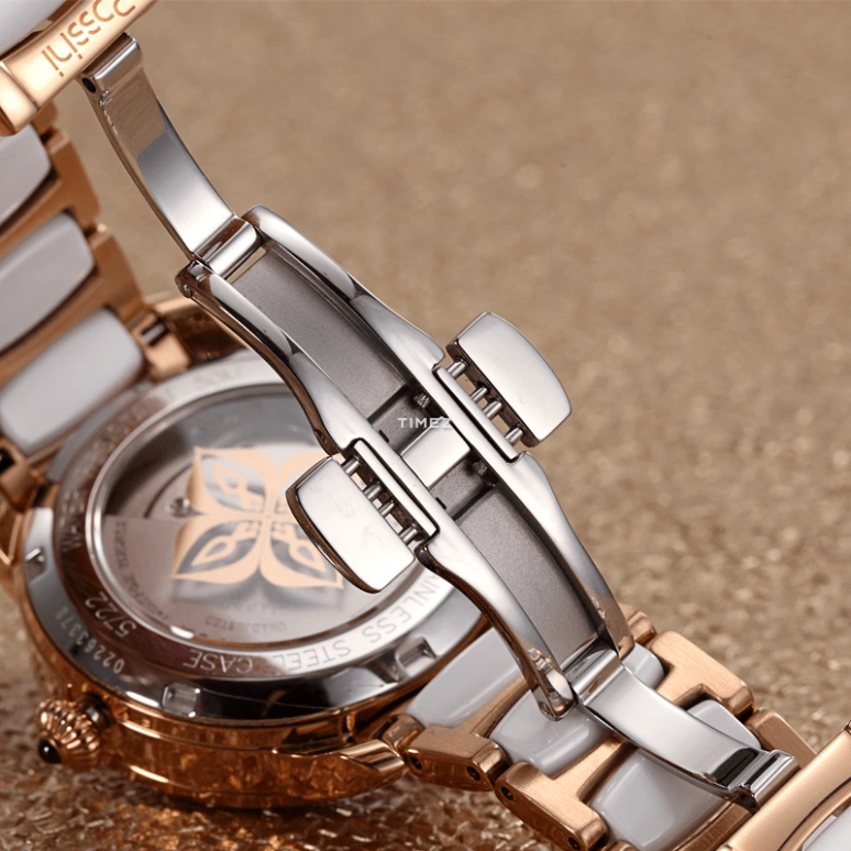 Rossini,Elegance 34mm,34mm,Stainless Steel,Rose Gold,White,Quartz,Sapphire,Round,5722G01E