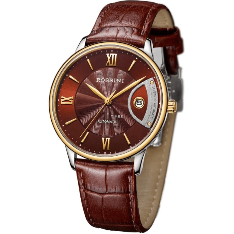 Rossini,Silk 40mm,40mm,Stainless Steel,Rolesor,Coffee,Automatic,Day,Sapphire,6715T07E