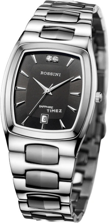 Rossini,Classic 41.60x32mm,41.60x32mm,Stainless Steel,Black,Quartz,Day,Sapphire,Crystal Glass,1381W04C