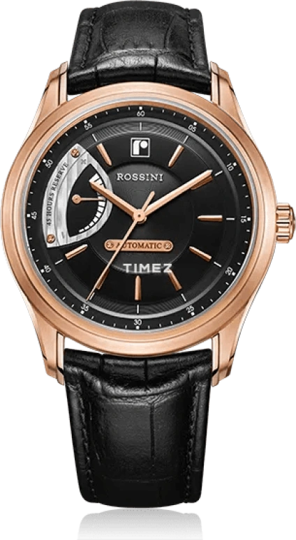 Rossini,Official Business 41.50mm,41.50mm,Stainless Steel,Rose Gold,Black,Automatic,Power Reserve Indicator,Sapphire,Crystal Glass,5615G04C