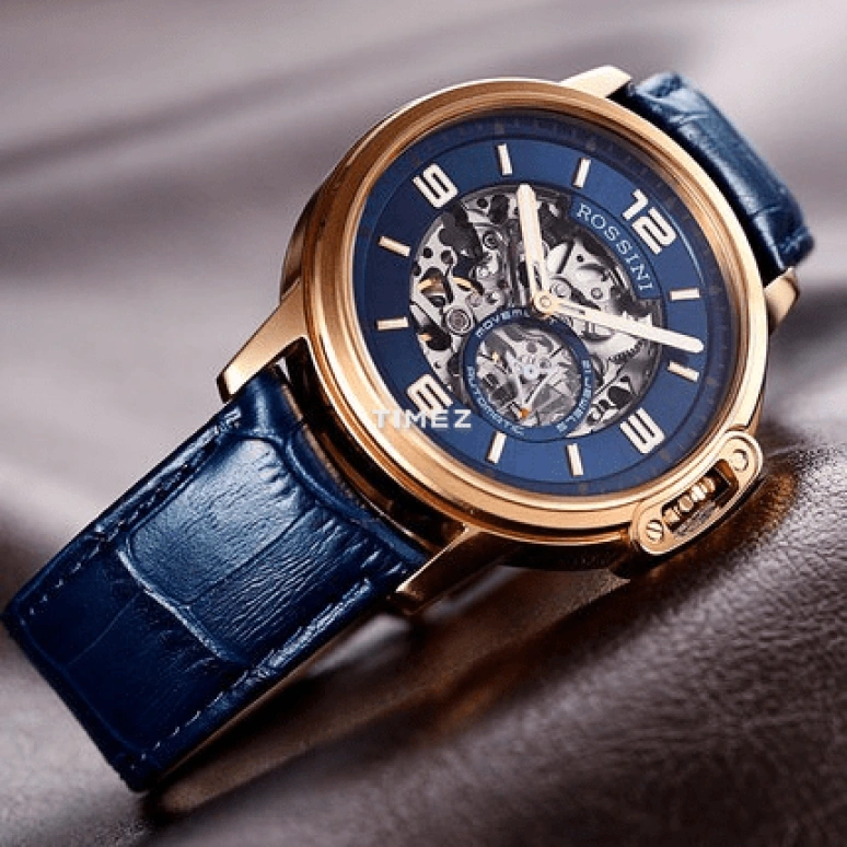 Rossini,Medal 42mm,42mm,Stainless Steel,Blue,Skeleton,Automatic,Sapphire,Round,517793G05I