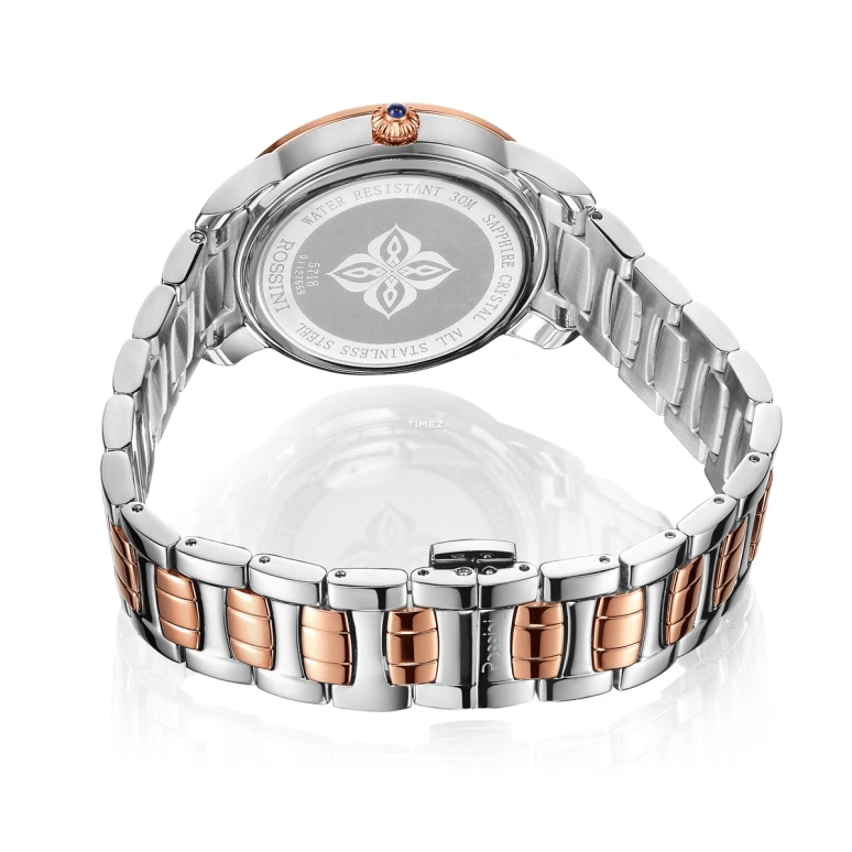 Rossini,Elegance 34mm,34mm,Stainless Steel,Rose Gold,Silver,Quartz,Day,Sapphire,5718T01B