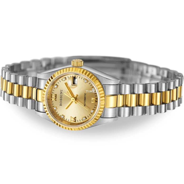 Rossini,Classic 35mm,35mm,Stainless Steel,Gold,Automatic,Day,Sapphire,Crystal Glass,7303T06D