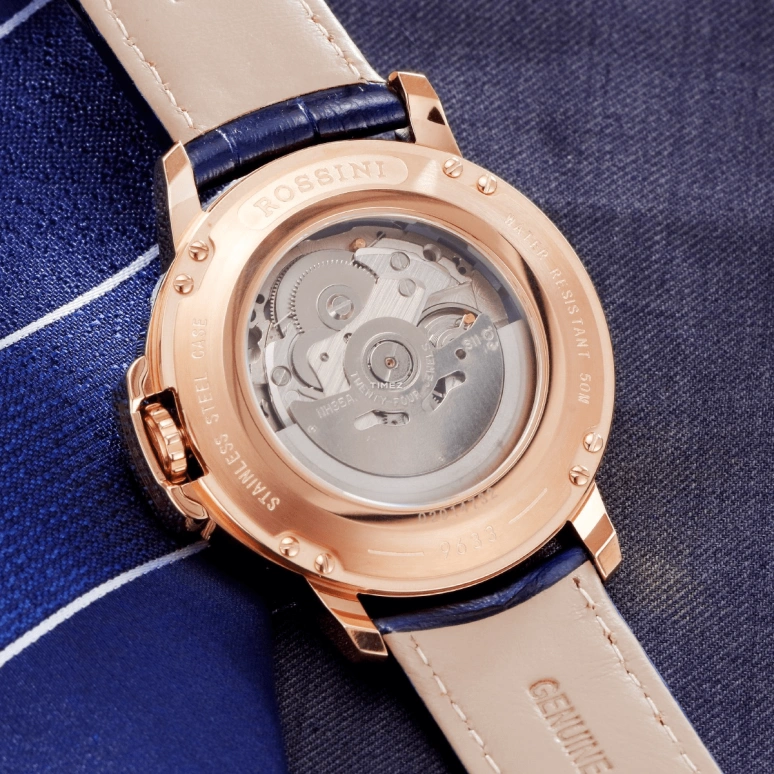 Rossini,Medal 42mm,42mm,Stainless Steel,Blue,Automatic,Day,Sapphire,Crystal Glass,9633G05C