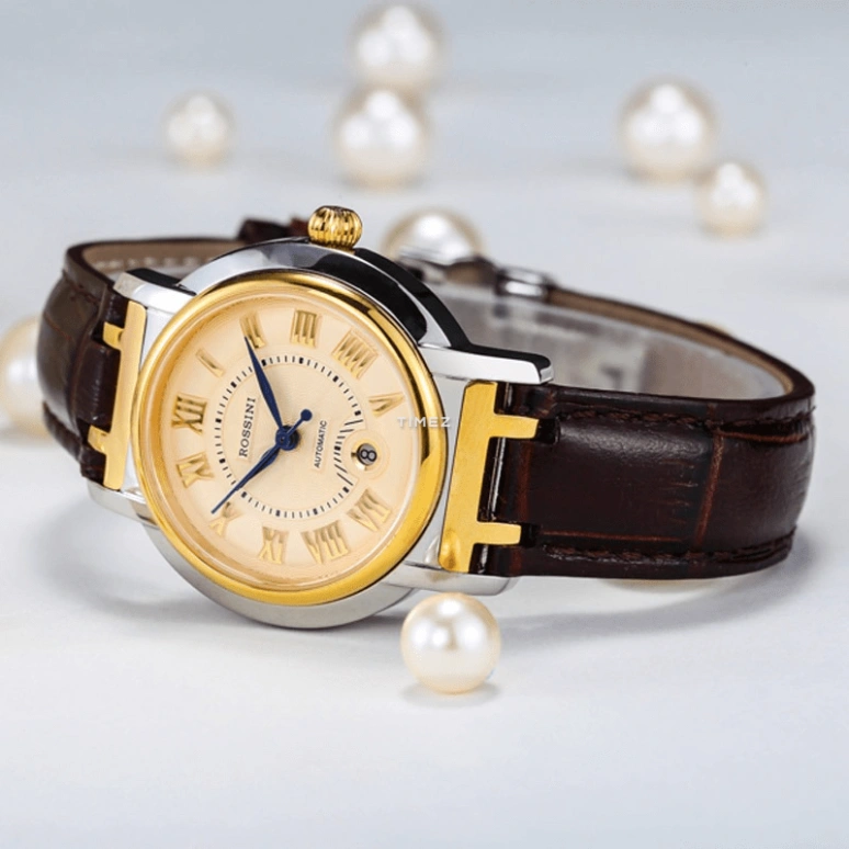Rossini,Smriti 32mm,32mm,Stainless Steel,Gold,Automatic,Day,Sapphire,Crystal Glass,5566T06C