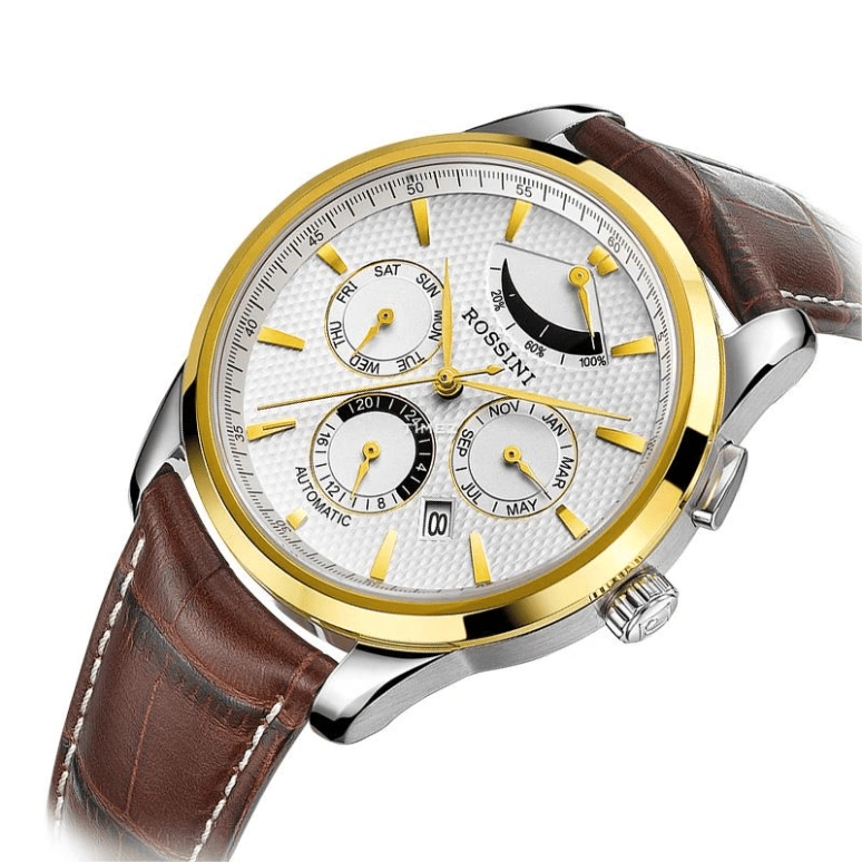 Rossini,Other 42mm,42mm,Stainless Steel,Silver White,Automatic,Month,Date,Day,Power Reserve Indicator,Sapphire,Crystal Glass,Round,5597T01A