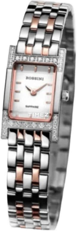 Rossini,Elegance 26.80mm,26.80mm,Stainless Steel,White,Quartz,Sapphire,Crystal Glass,Rectangular,1356W01D