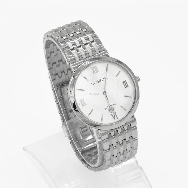 Rossini,Silk 37.50mm,37.50mm,Stainless Steel,Silver,Grey,Quartz,Day,Sapphire,7387W01A