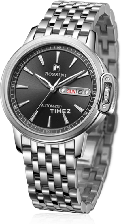Rossini,Medal 42mm,42mm,Stainless Steel,Black,Automatic,Date,Day,7633W04C