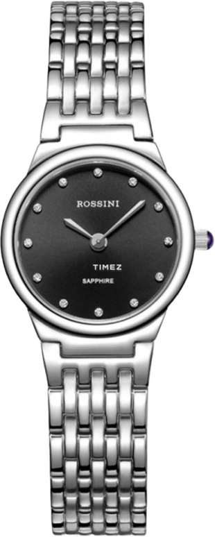 Rossini,Silk 23.10mm,23.10mm,Stainless Steel,Black,Quartz,Sapphire,Crystal Glass,Round,5396W04F