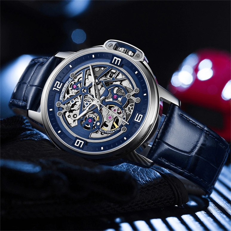 Rossini,Medal 42mm,42mm,Stainless Steel,Skeleton,Blue,Automatic,Sapphire,Round,5210091W05B