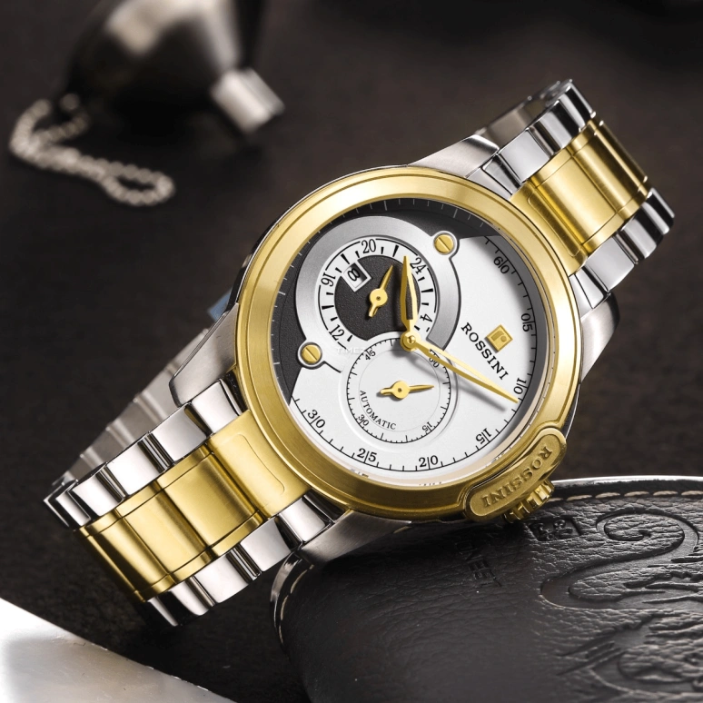 Rossini,Medal 43mm,43mm,Stainless Steel,White,Black,Automatic,Day,Dule Time,6633T01C