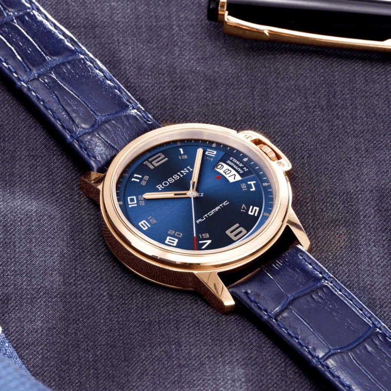 Rossini,Medal 42mm,42mm,Stainless Steel,Blue,Automatic,Day,Sapphire,Crystal Glass,9633G05C
