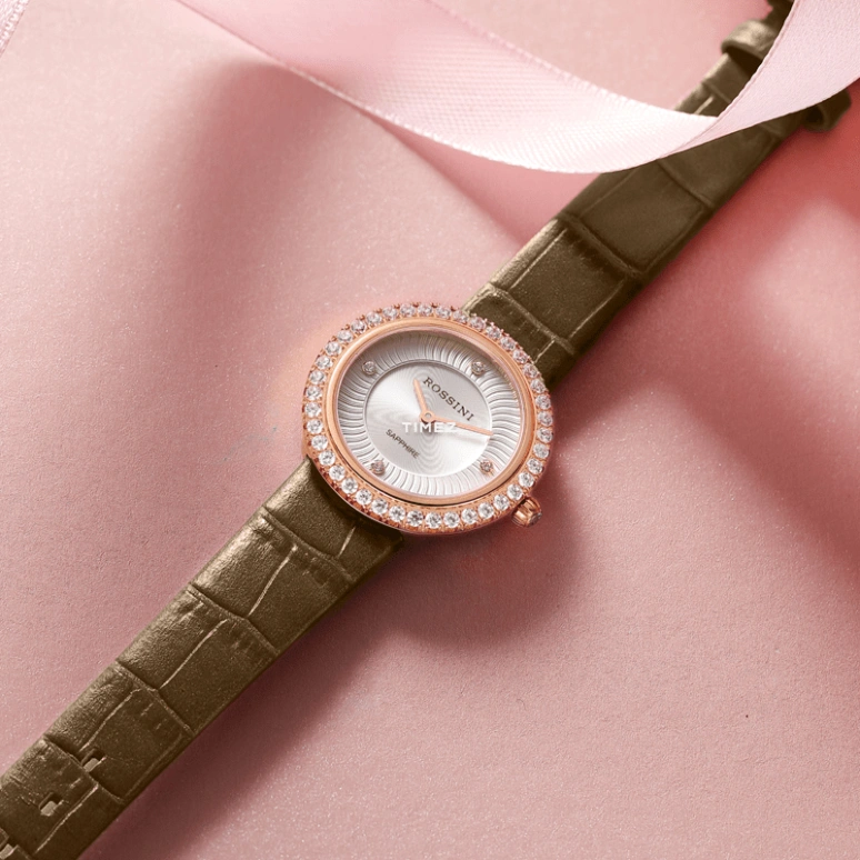 Rossini,Elegance 28mm,28mm,Stainless Steel,Rose Gold,Silver White,Quartz,Sapphire,Glass,Round,5636G01B