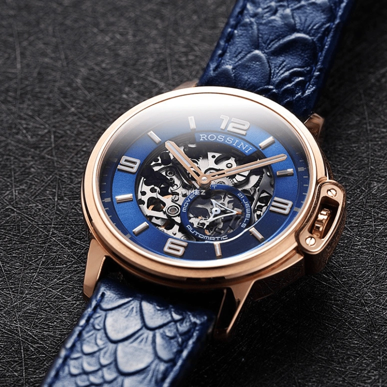 Rossini,Medal 42mm,42mm,Stainless Steel,Blue,Skeleton,Automatic,Sapphire,Round,5793G05A