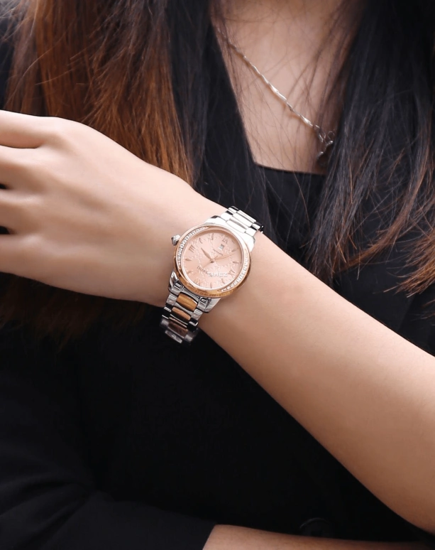 Rossini,Other 34mm,34mm,Stainless Steel,Rose Gold,Quartz,Day,Sapphire,Crystal Glass,5466T09C