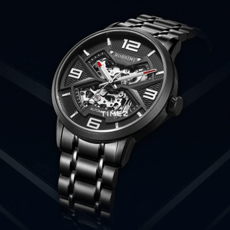 Rossini,Personage 42mm,42mm,Stainless Steel,Black,Skeleton,Automatic,Sapphire,Round,519931B04A