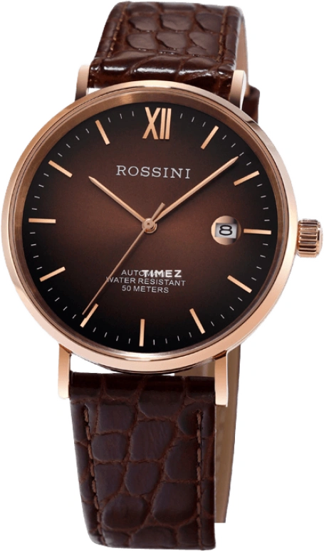 Rossini,Elegance 41mm,41mm,Stainless Steel,Brown,Automatic,Day,Sapphire,Crystal Glass,5827G07C