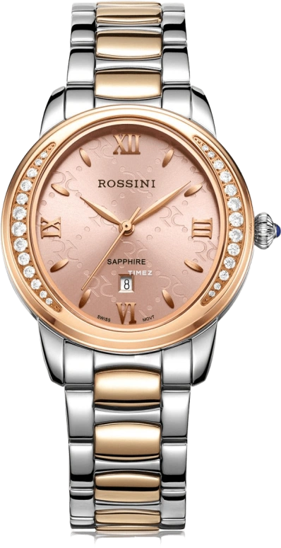Rossini,Other 34mm,34mm,Stainless Steel,Rose Gold,Quartz,Day,Sapphire,Crystal Glass,5466T09C