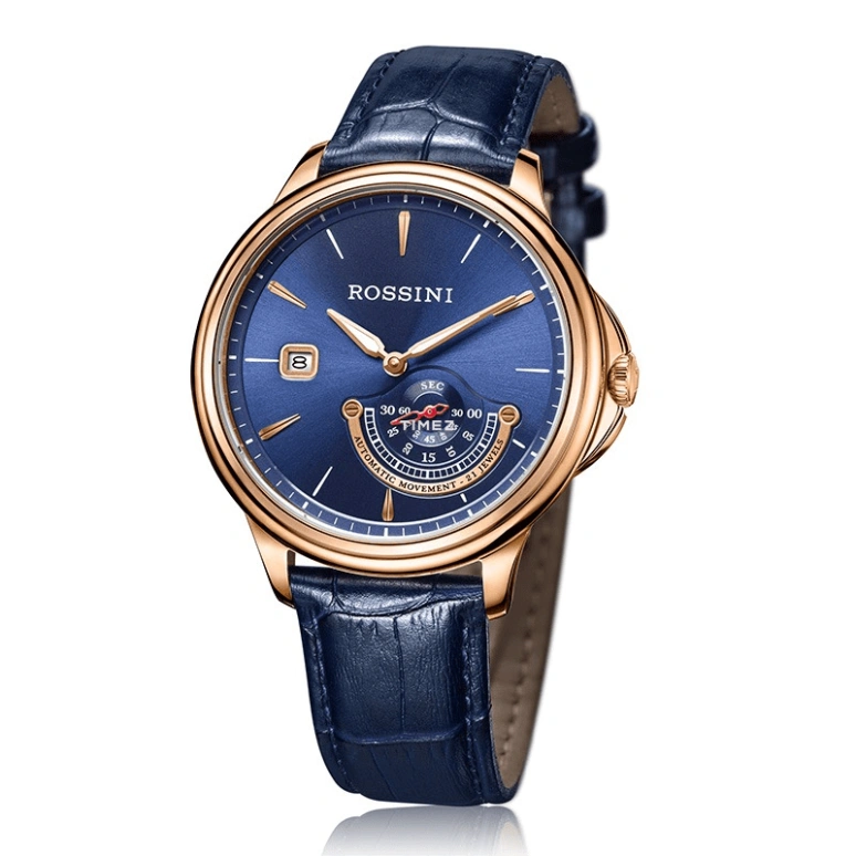 Rossini,Medal 42.50mm,42.50mm,Stainless Steel,Blue,Automatic,Day,Sapphire,Crystal Glass,5741G05C