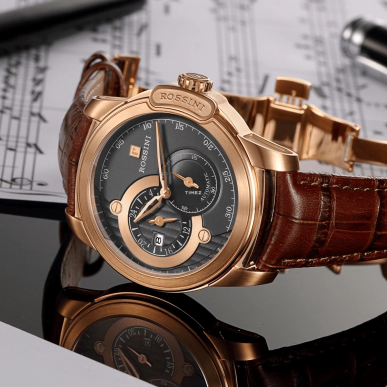 Rossini,Medal 43mm,43mm,Stainless Steel,Grey,Handwound,Day,Dule Time,6633G02E