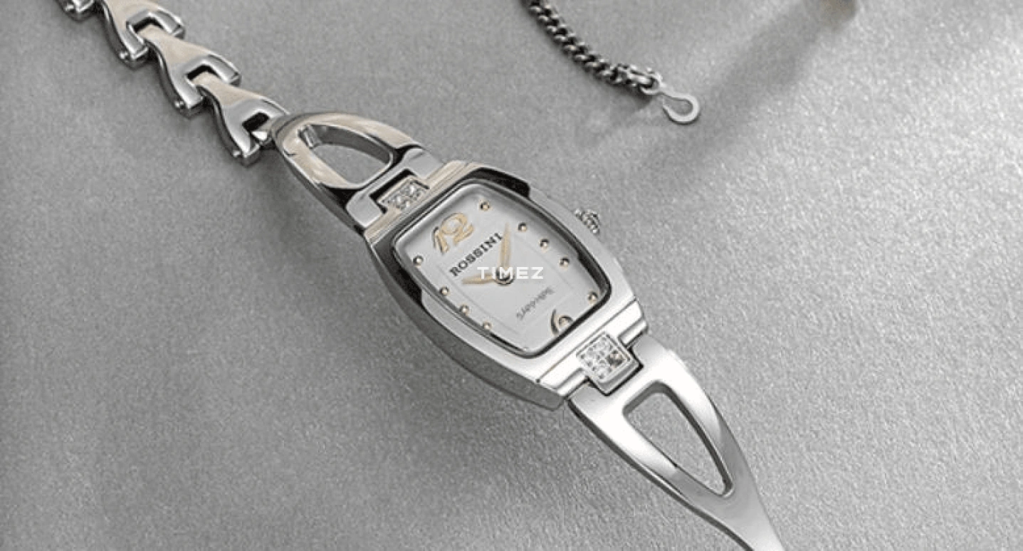 Rossini,Elegance 15mm,15mm,Stainless Steel,White,Quartz,Sapphire,Tonneau,1424W01D