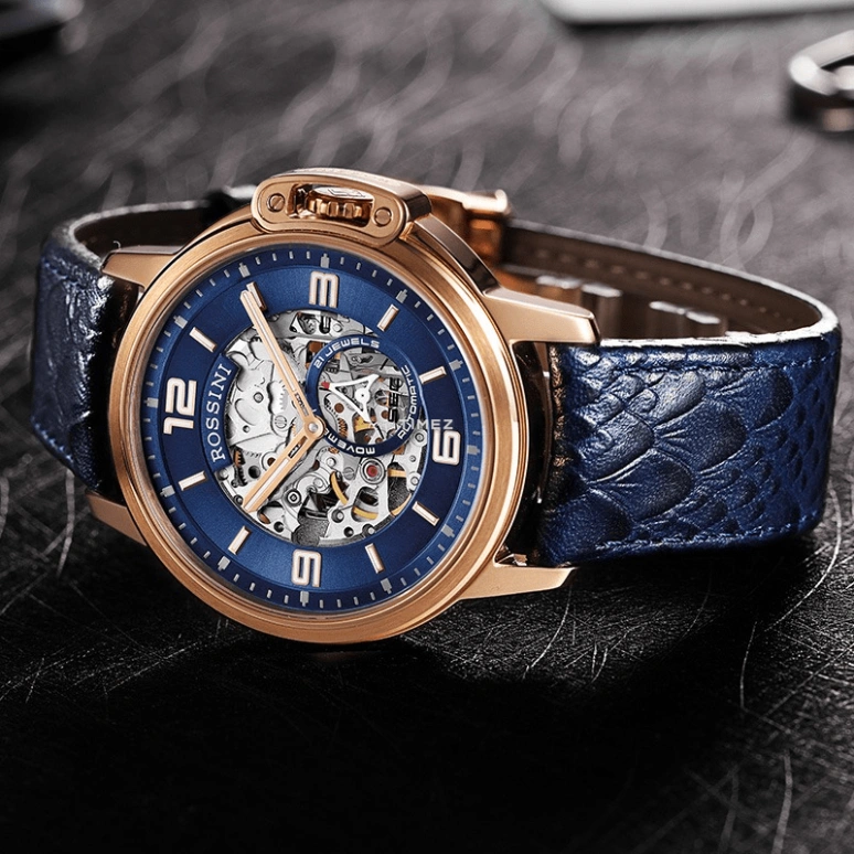 Rossini,Medal 42mm,42mm,Stainless Steel,Blue,Skeleton,Automatic,Sapphire,Round,5793G05A