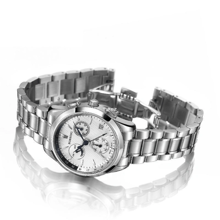 Rossini,Official Business 34mm,34mm,Stainless Steel,Silver,Grey,Quartz,Chronograph,Date,Day,Power Reserve Indicator,Sapphire,Crystal Glass,Round,SR5596W01A