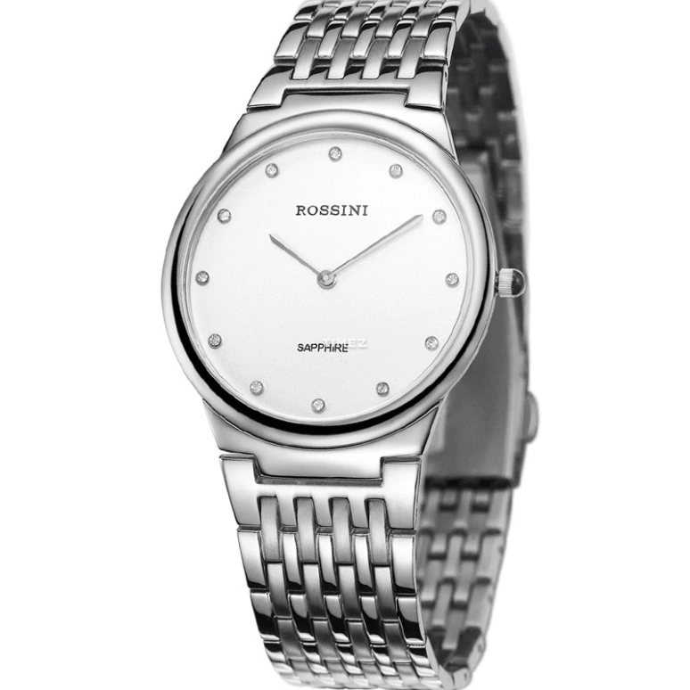 Rossini,Silk 35.50mm,35.50mm,Stainless Steel,White,Quartz,Sapphire,Crystal Glass,Round,5395W01E