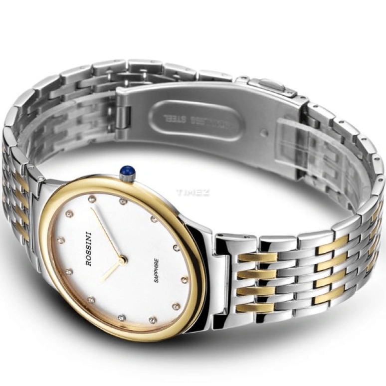 Rossini,Silk 35.50mm,35.50mm,Stainless Steel,White,Quartz,Sapphire,Crystal Glass,Round,5395T01G