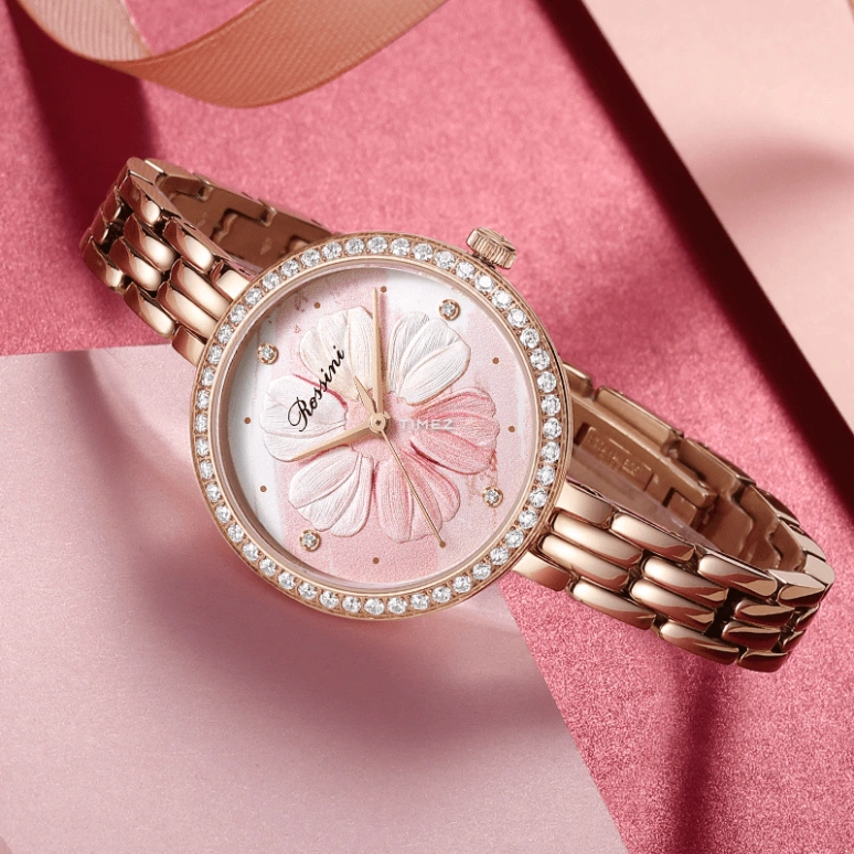 Rossini,Chic 30mm,30mm,Stainless Steel,Pink,Quartz,Sapphire,Round,519984G09B