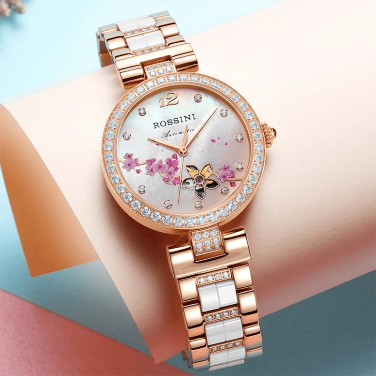 Rossini,Elegance 33mm,33mm,Stainless Steel,Silver White,Automatic,Sapphire,Crystal Glass,Round,6758G01B