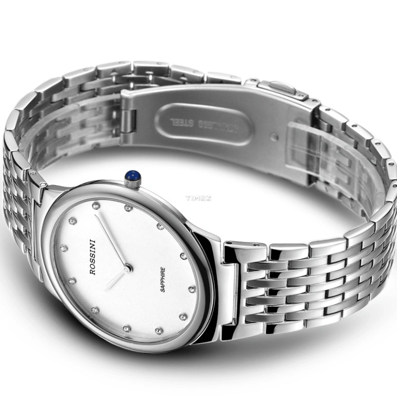 Rossini,Silk 35.50mm,35.50mm,Stainless Steel,White,Quartz,Sapphire,Crystal Glass,Round,5395W01E