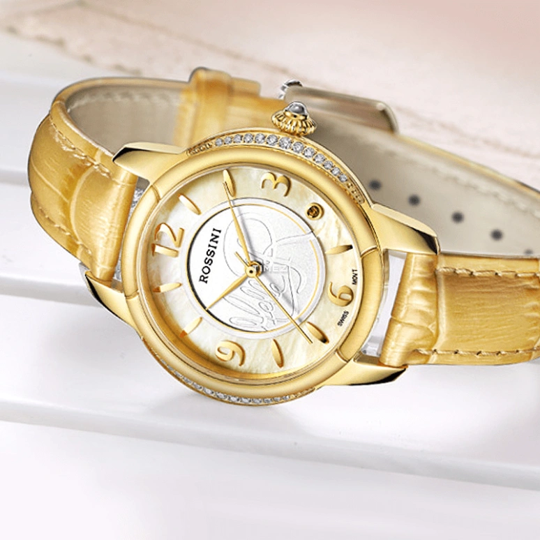 Rossini,Elegance 36mm,36mm,Stainless Steel,White,Yellow,Quartz,Sapphire,Crystal Glass,Round,5644G01B