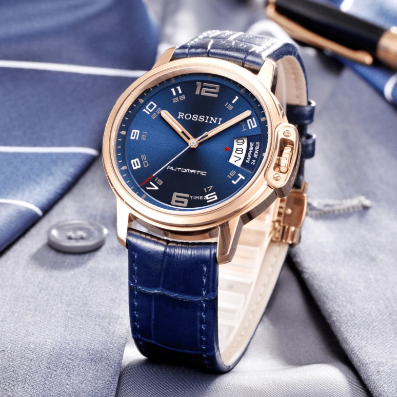 Rossini,Medal 42mm,42mm,Stainless Steel,Blue,Automatic,Day,Sapphire,Crystal Glass,9633G05C