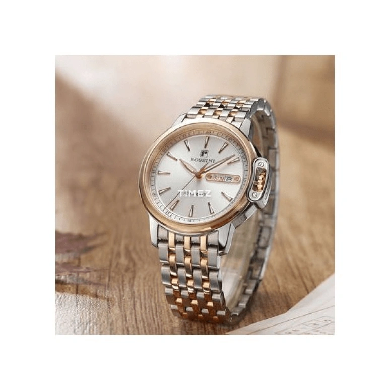 Rossini,Medal 42mm,42mm,Stainless Steel,Rose Gold,Silver,Automatic,Date,Day,7633T01D