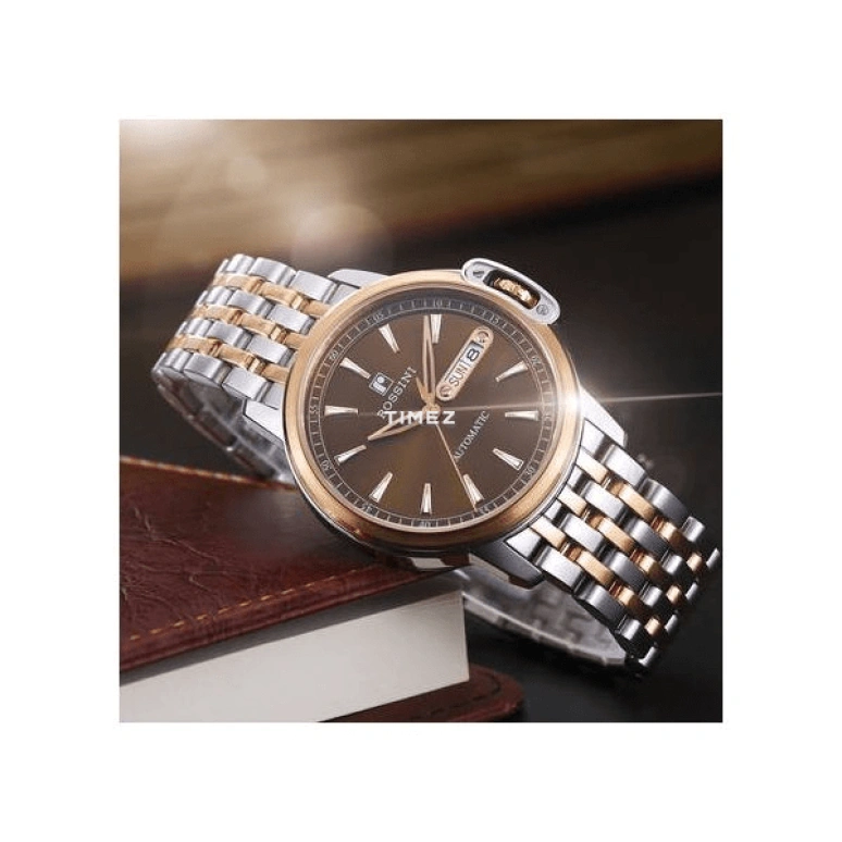 Rossini,Medal 42mm,42mm,Stainless Steel,Rose Gold,Coffee,Automatic,Date,Day,7633T07E