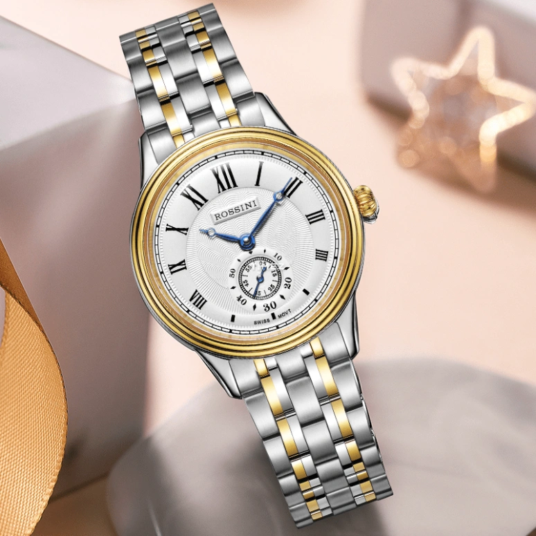 Rossini,Blue Jazz 29mm,29mm,Stainless Steel,Silver White,Quartz,Sapphire,Crystal Glass,Round,5570T01A