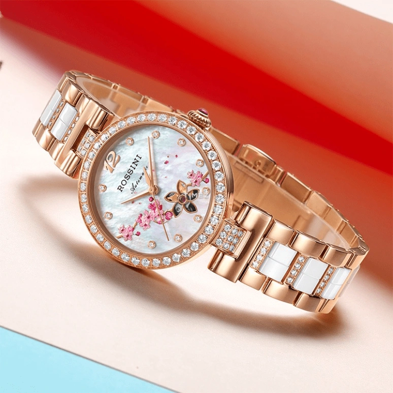 Rossini,Elegance 33mm,33mm,Stainless Steel,Silver White,Automatic,Sapphire,Crystal Glass,Round,6758G01B