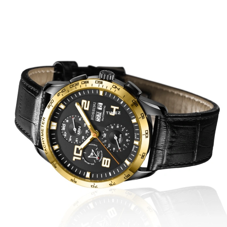 Rossini,Official Business 42mm,42mm,Stainless Steel,Black,Automatic,Chronograph,Date,Day,Dule Time,Sapphire,Round,SR7597T04A