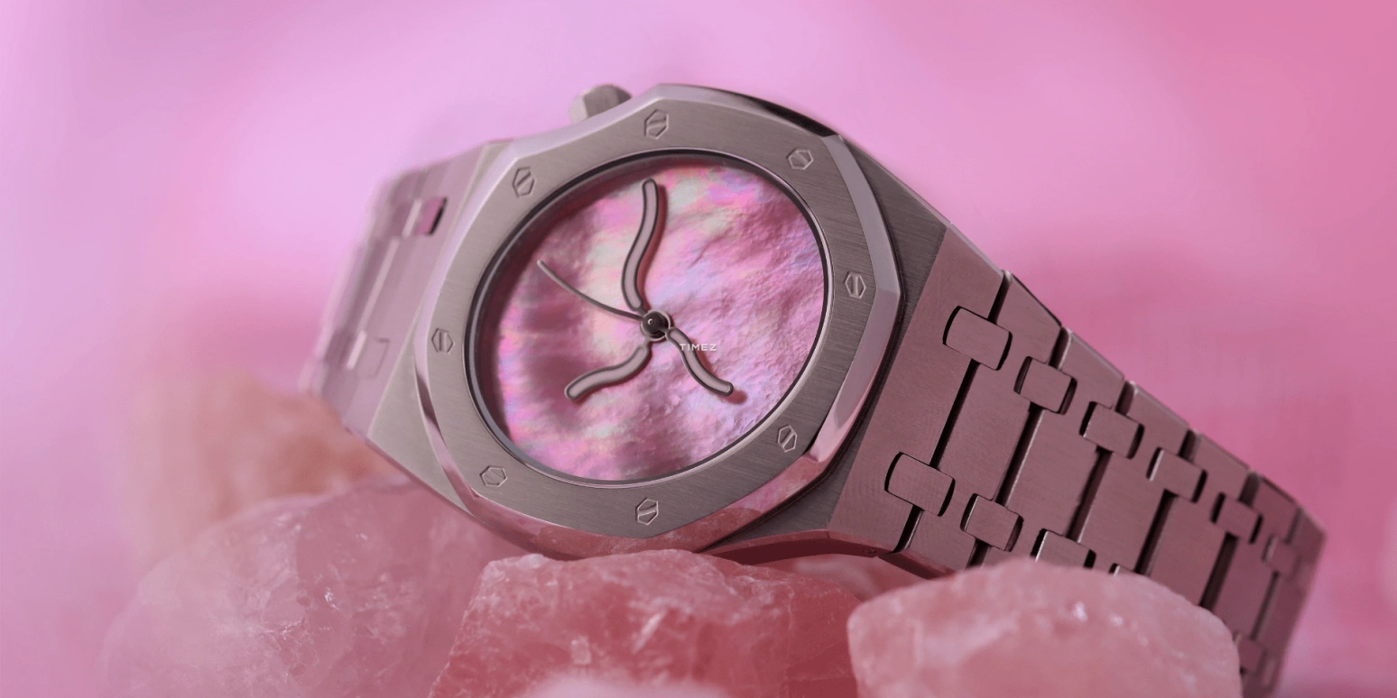 Safrezo,CURVE OAK 38x39.60mm,38x39.60mm,Stainless Steel,Pink,Automatic,Sapphire,Other,CO,CO-C01-S