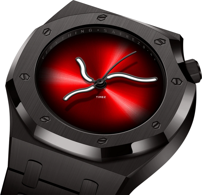 Safrezo,CURVE OAK 38x39.60mm,38x39.60mm,Stainless Steel,Black,Red,Automatic,Sapphire,Other,CO,CO-B02-B