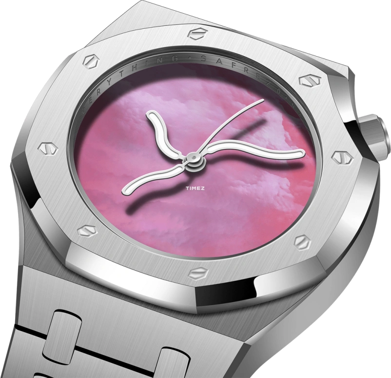 Safrezo,CURVE OAK 38x39.60mm,38x39.60mm,Stainless Steel,Pink,Automatic,Sapphire,Other,CO,CO-C01-S