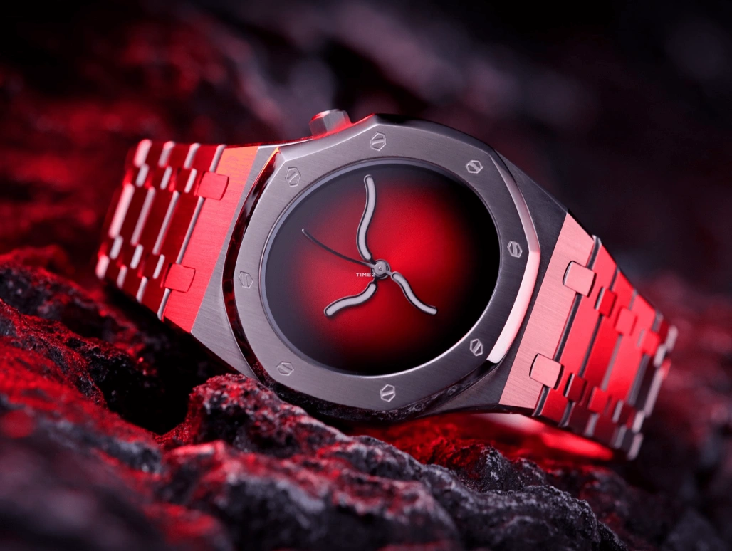 Safrezo,CURVE OAK 38x39.60mm,38x39.60mm,Stainless Steel,Red,Automatic,Sapphire,Other,CO,CO-B02-S