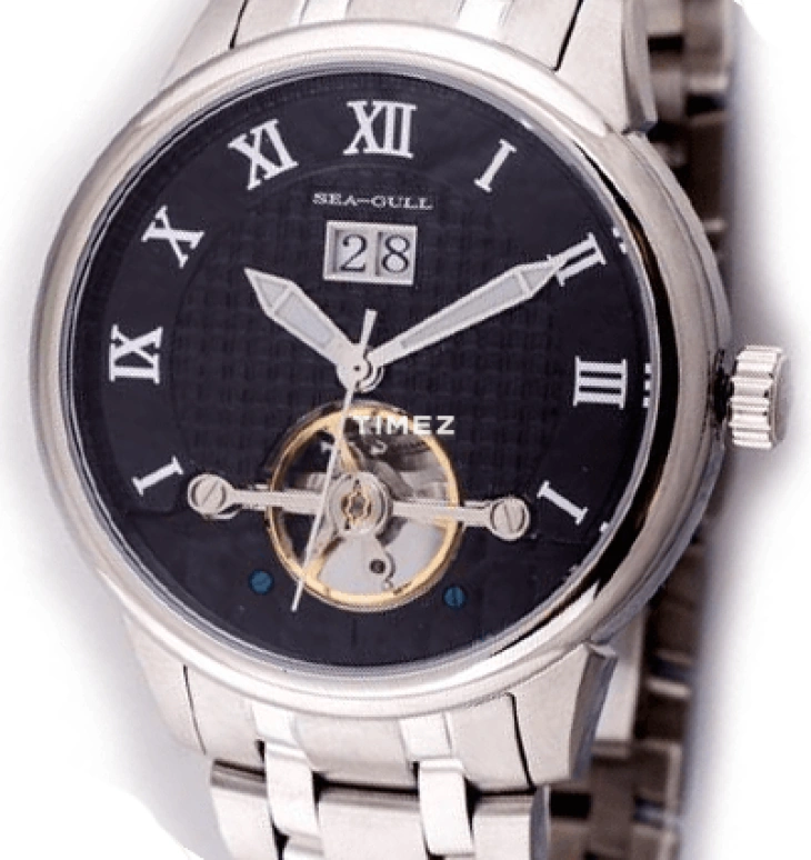Sea-Gull,Other 41mm,41mm,Stainless Steel,Black,Automatic,Day,Big Date,816,816.413