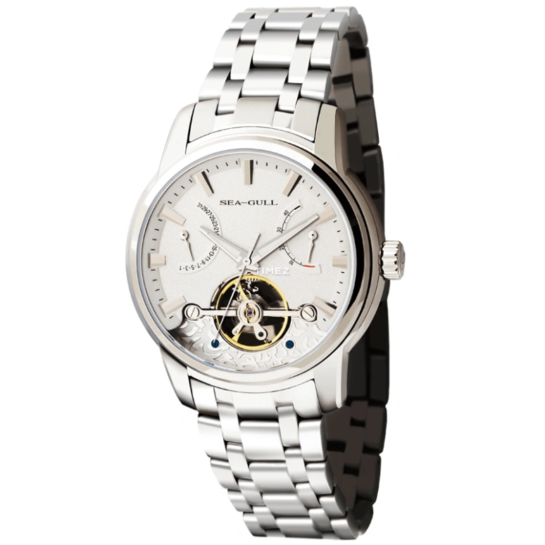 Sea-Gull,Multifunction 41mm,41mm,Stainless Steel,White,Automatic,Day,Power Reserve Indicator,Flyback,Retrograde,Sapphire,Round,816,816.408