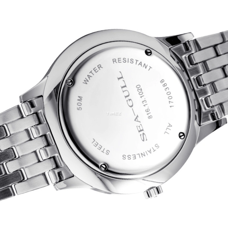 Sea-Gull,Basic 40mm,40mm,Stainless Steel,White,Automatic,Day,Sapphire,816,816.13.1020